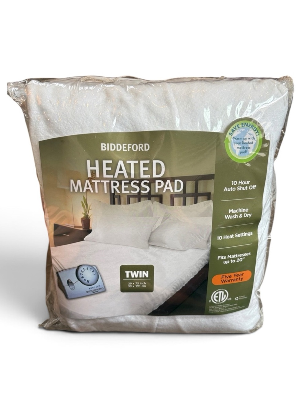 Biddeford TWIN Quilted Heated Mattress Pad NEW